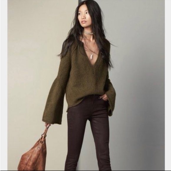 Free People Chunky Knit Bell Sleeve Sweater - Picture 2 of 8